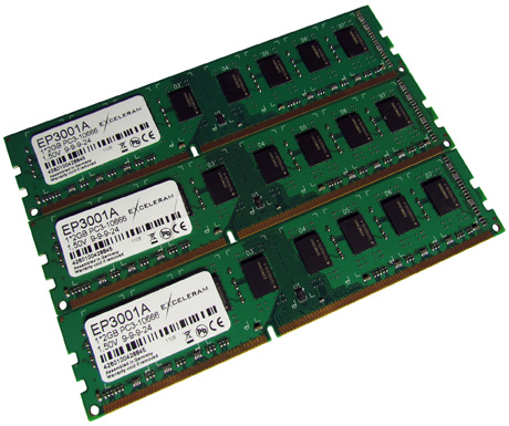 Exceleram 3 x 2GB PC3-10666 EP3003A – <em>overclockerska</em> memorija