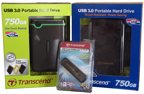 Transcend USB 3.0 Portable HDD 750GB i 16GB Flash drive