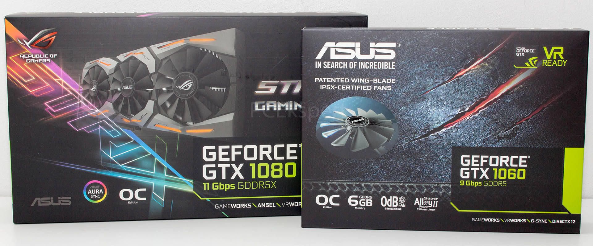 ASUS STRIX GTX1080 Gaming OC 8 GB 11 Gbps & GTX1060 6GB 9 Gbps recenzija