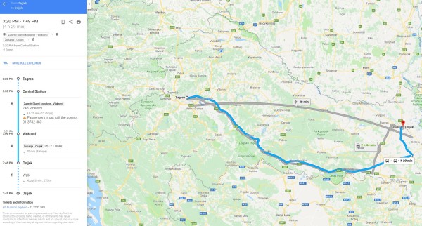 Vozni red Hrvatskih željeznica dostupan na Google Mapsu