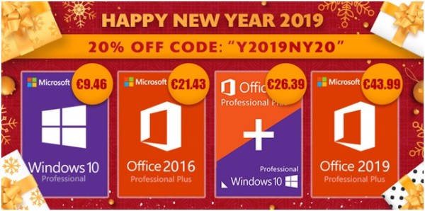 Novogodišnja promocija softvera: Windowsi 10 Pro za 9.46€ i Office 2016 pro za 21.43€