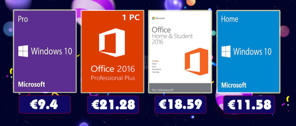 Velika rasprodaja: Windowsi Pro za 9.40 €, a Office 2016 Pro za 21.28 €