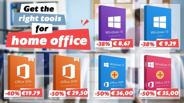 Nabavite pravi alat za kućni ured: Office 2019 za 29,50 €, Office 2016 za 19,79 € i Windows 10 za 8,67 €