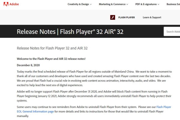 Adobe objavi posljednje ažuriranje Flash Playera i službena stranica se zatvara