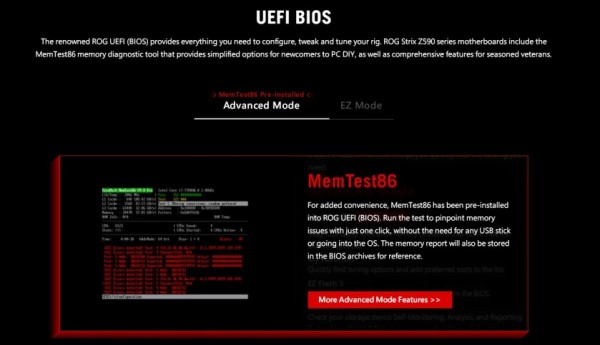 ASUS dodaje uslužni program MemTest86 na matične ploče Z590 UEFI
