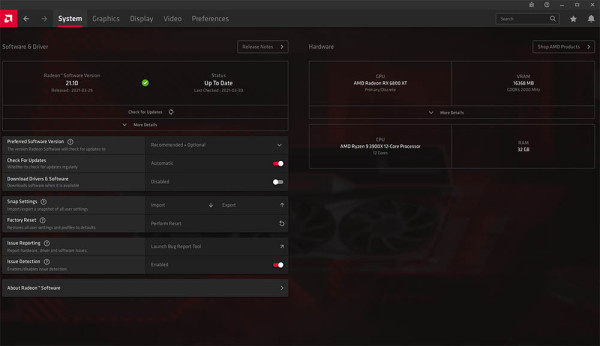 Radeon Software BB7 Minimal System Page