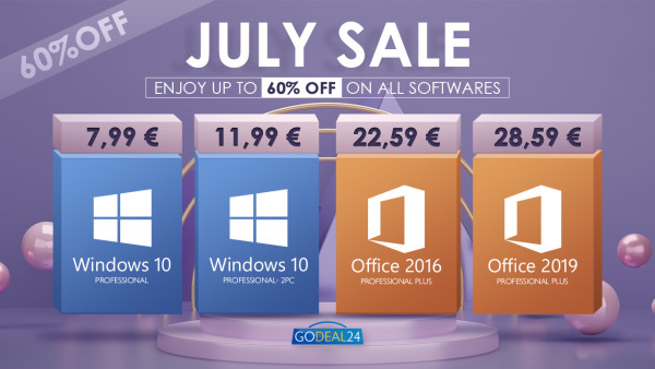 Srpanjska rasprodaja 2021 – Windows 10 Pro licenca za 7,99 € i još više toga!