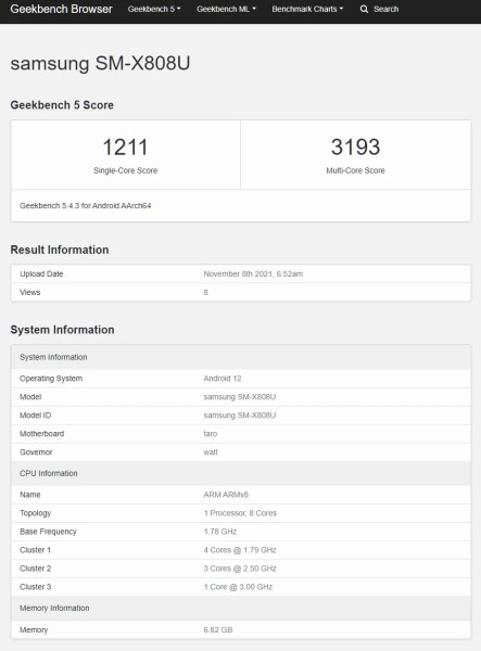 Samsung-Galaxy-Tab-S8- Benchmark-Score-Geekbench