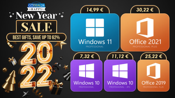 Novogodišnja rasprodaja: Windowsi i MS Office, najniža cijena 7,32 €