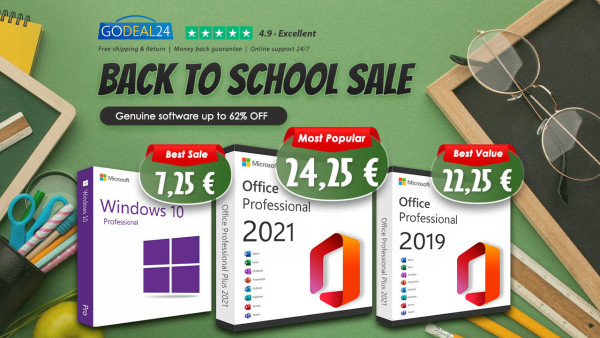 Godeal24 Back to School nije samo za djecu! Doživotni Office 2021 za 24,25 €, a Windowsi 10 za samo 7,25 €!