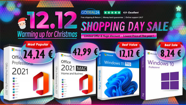 Zagrijavanje pred Božić! Nabavite doživotni Office 2021 Pro za samo 24,24 € i Windowse 11 Pro za samo 12,12 €!