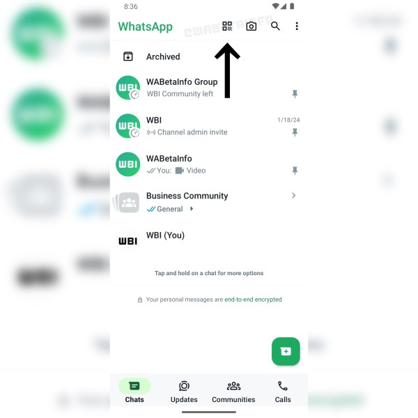 Whatsapp_2024_QR kôd za dijeljenje kontakata na početnom zaslonu