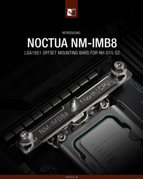 Noctua predstavila specifični offset kit za montažu NH-D15 G2 hladnjaka na LGA1851 ležište