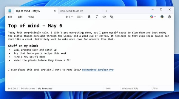Microsoft je dodao mogućnosti oblikovanja teksta u Notepad gotovo kao u Wordu