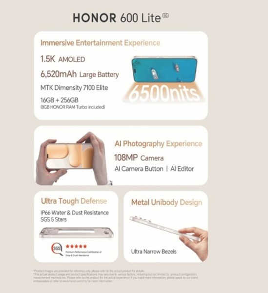 Otkriven Honor 600 Lite _ 6,6-inčni AMOLED s 6.500 nita i baterija 6.250 mAh_1